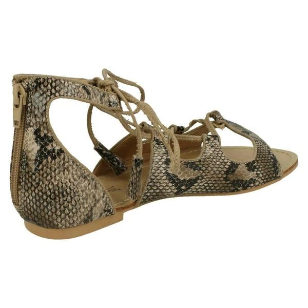 Spot On Ladies Spot On Snake Print Flat Sandals