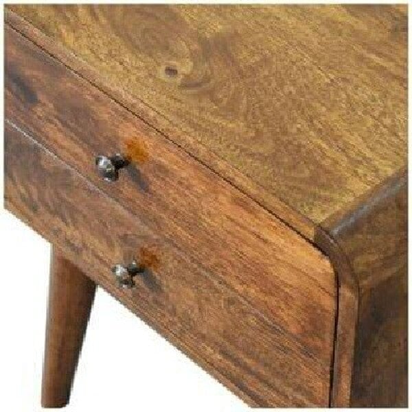 Wyld Haus Ostuni Curved Mango Wood Chestnut Bedside Table 2 Drawers