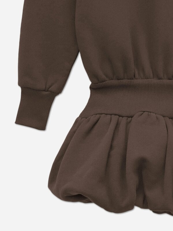 PANGAIA Girls Heavyweight Hoodie Balloon Dress in Brown