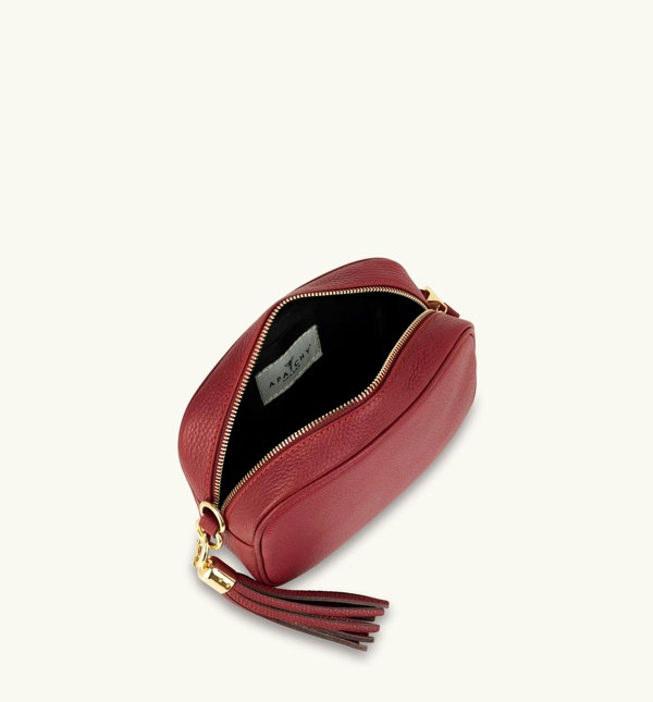 Apatchy London The Tassel Leather Crossbody Bag - Cherry Red