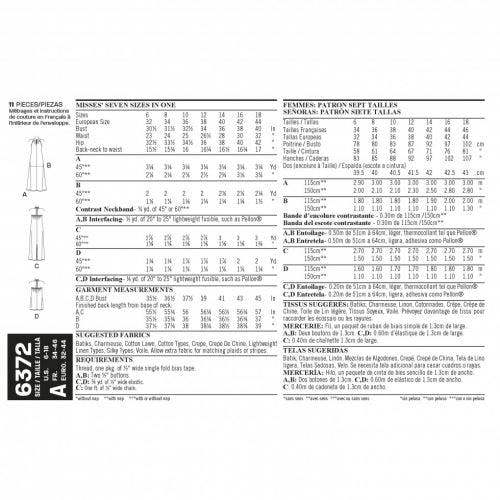 New Look Sewing Pattern 6372, Dresses for Women, A (6-8-10-12-14-16-18) - Easy