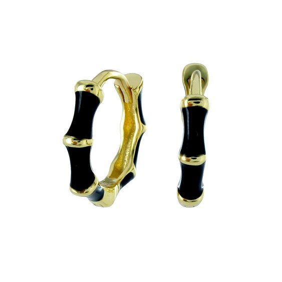 Reeves & Reeves Black and Gold Bamboo Hoop Earrings
