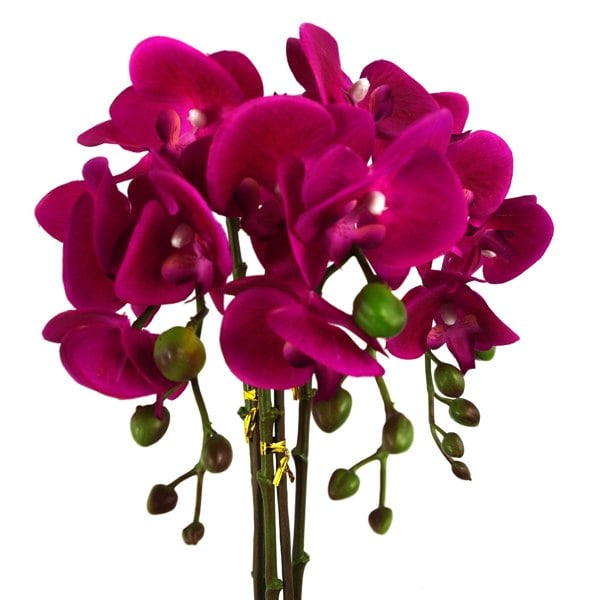 Leaf 52cm Artificial Orchid Large - Dark Pink / Silver