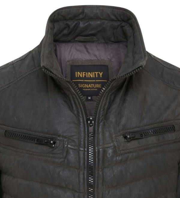 Infinity Leather Mens Quilted Puffer Leather Bomber Jacket - Torpoint