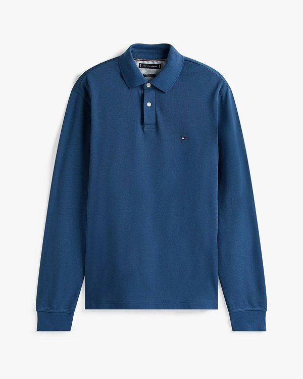 Tommy Hilfiger 1985 Regular Long Sleeve Mens Polo Shirt - Aegean Sea