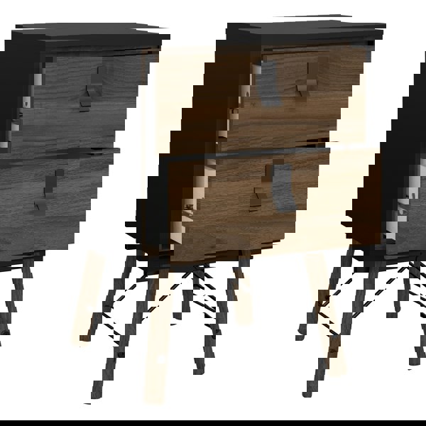 Furniture To Go Ry Bedside cabinet 2 drawer in Matt Black Walnut