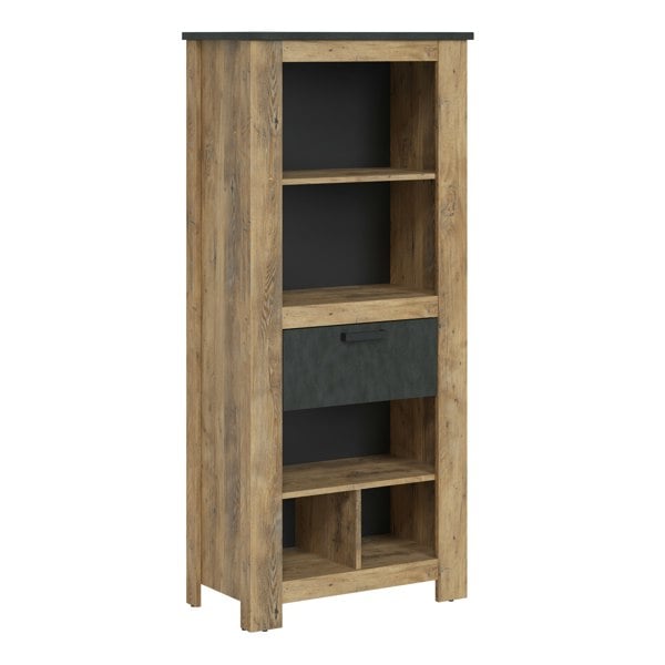 Furniture To Go Rapallo 1 Drawer Bookcase in Chestnut and Matera Grey