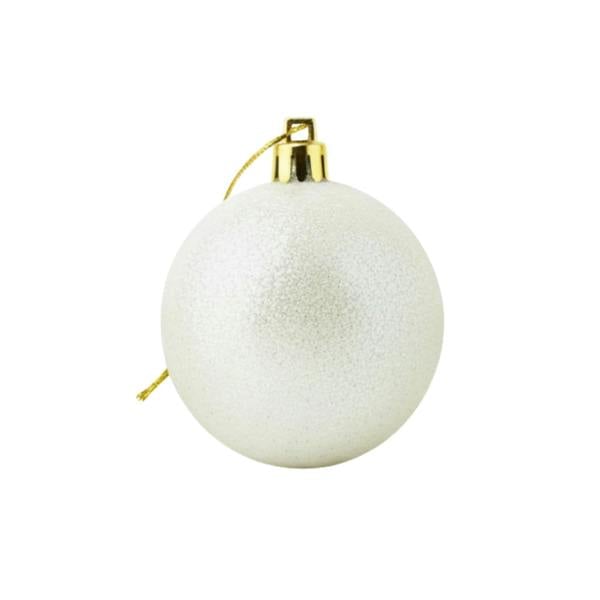 25cm White Glitter Christmas Bauble for Tree, Home Decor and Seasonal Displays image 1