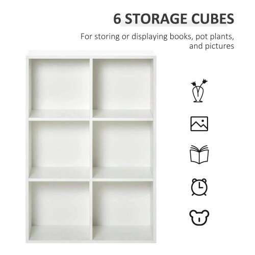 Six-Cube Bookcase - White Wood Effect