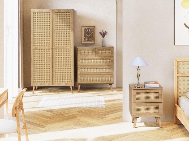 Swish Furniture Manila Rattan 3 Piece Bedroom Set with 3+2 Chest