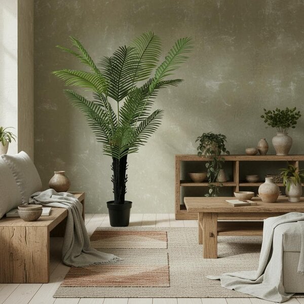 Wyld Haus Seta Tall Artificial Areca Palm With Layered Leaf Detail In Pot 175cm Green