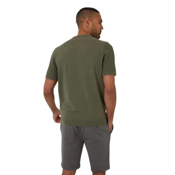 Threadbare Mens Textured Rib Knit Regular T-Shirt - Dark Sage - 