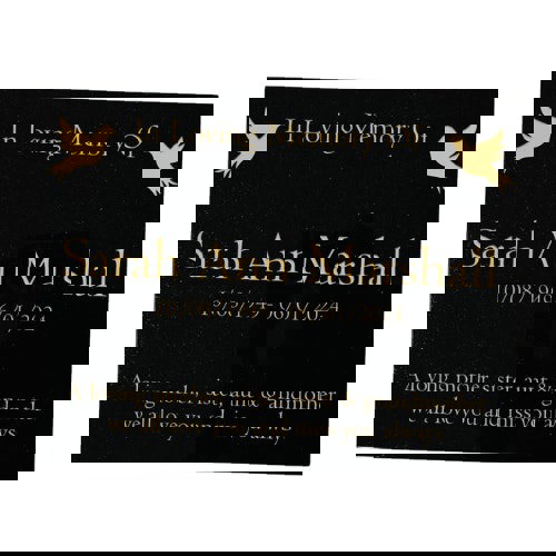 Memorials Direct Granite Memorial Tablet, Dove – Personalised Gold Engraving on Black Granite (15x12x2 inches, 20kg)