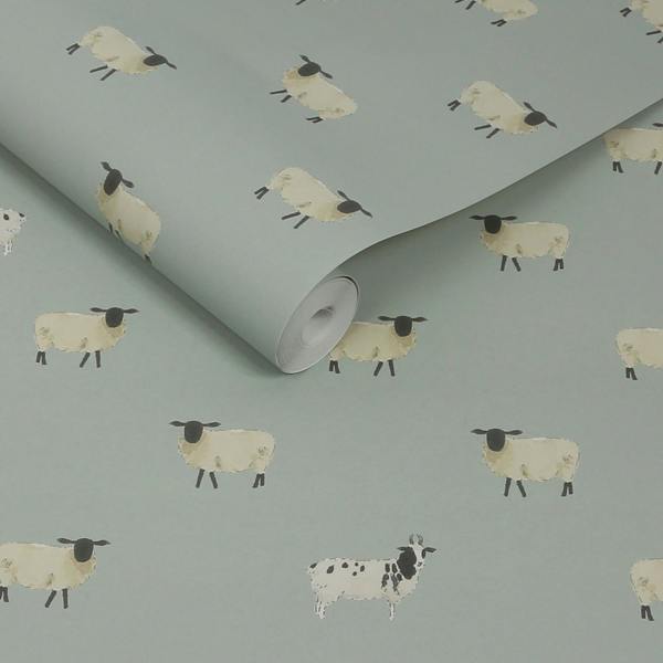 Sophie Allport Sheep Witham Blue Wallpaper