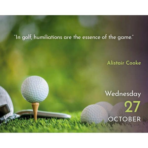 Golf Quips Mini Desk Calendar 2027, Desk Calendars, Day To View, Sports, Gift