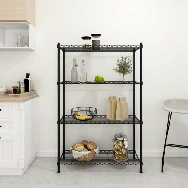 Berkfield 4-Tier Storage Shelf 90x35x137 cm Black 200 kg
