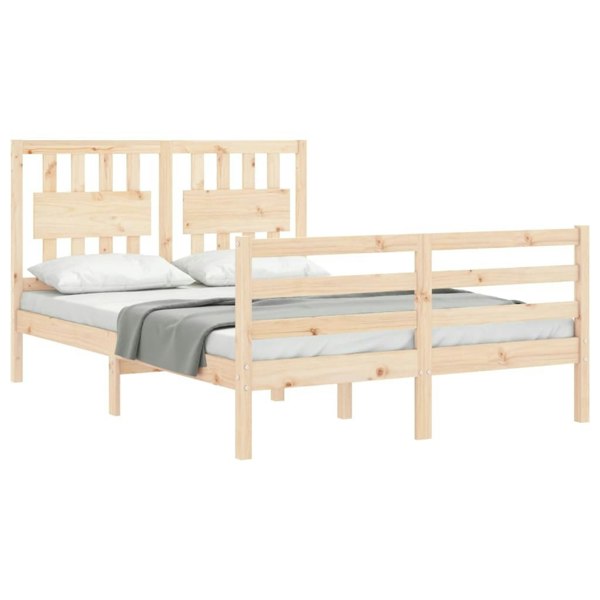 Berkfield Bed Frame with Headboard Double Solid Wood