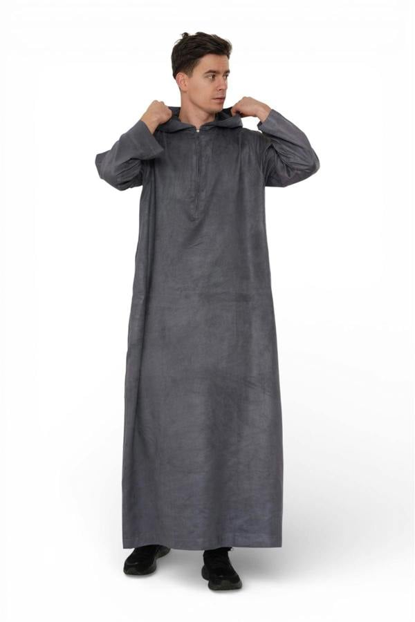 Infinity Leather Men's Hooded Eid Moroccan Jubba Robe Ramadan Eid Thobe - HM12
