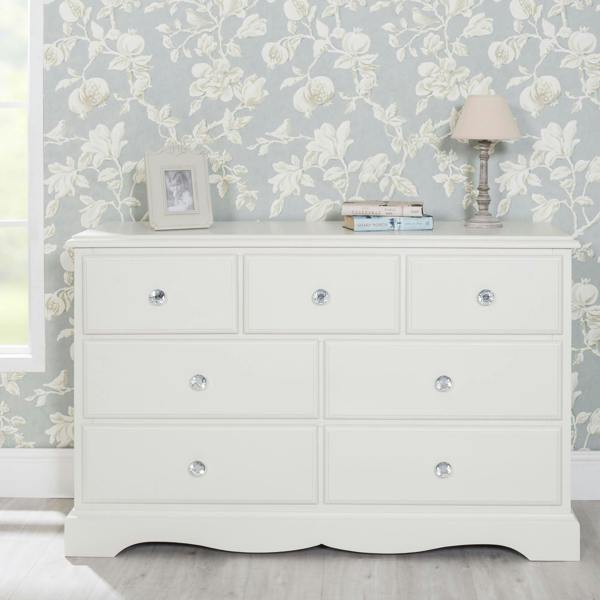 Romance Large 3 Over 4 Chest of Drawers with Crystal Handles