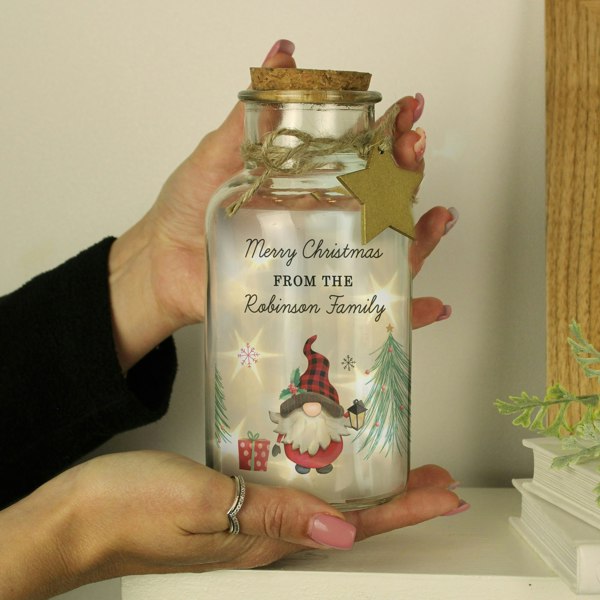 Personalised Memento Company Personalised Gonk Christmas Scene LED Glass Jar