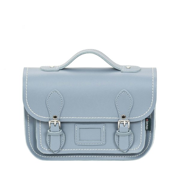 Lilac Grey Leather Midi Satchel - Midi Satchel - Zatchels