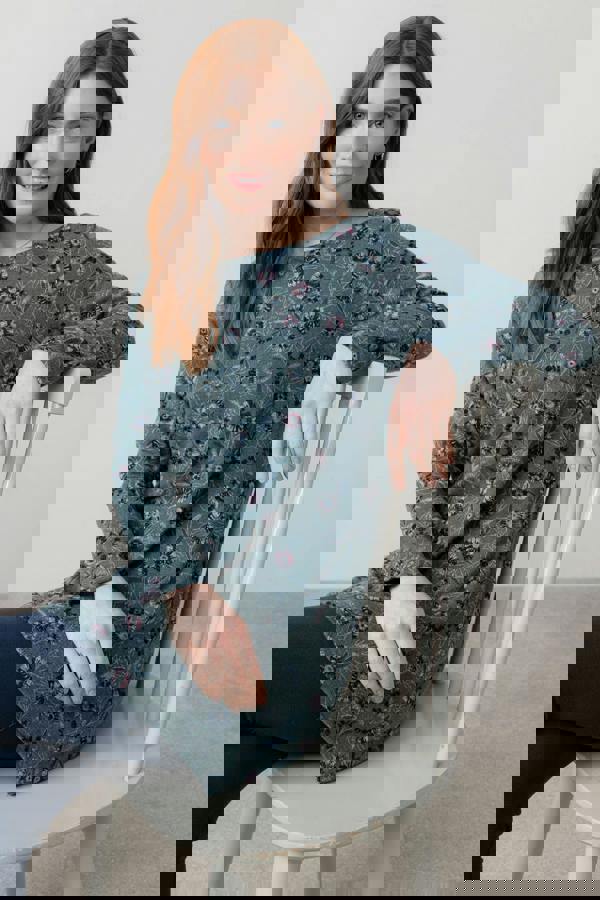 Angela Long Sleeve Printed Knit Tunic Sea Mist | Lily and Me Clothing