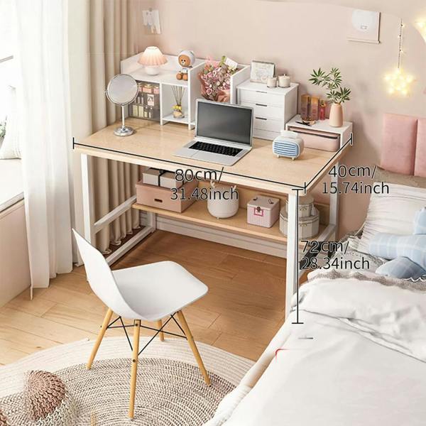 Havendro Home Office Computer Desk with Bookshelf Study Writing Workstation