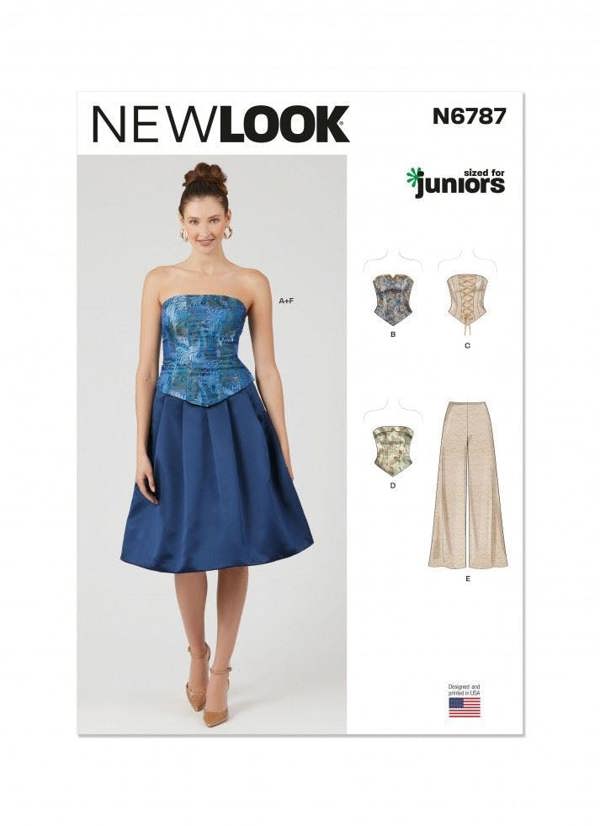 New Look Sewing Pattern 6787, Corsets, Trousers, Skirts for Kids, Teenagers, A (3/4 - 13/14) - Intermediate