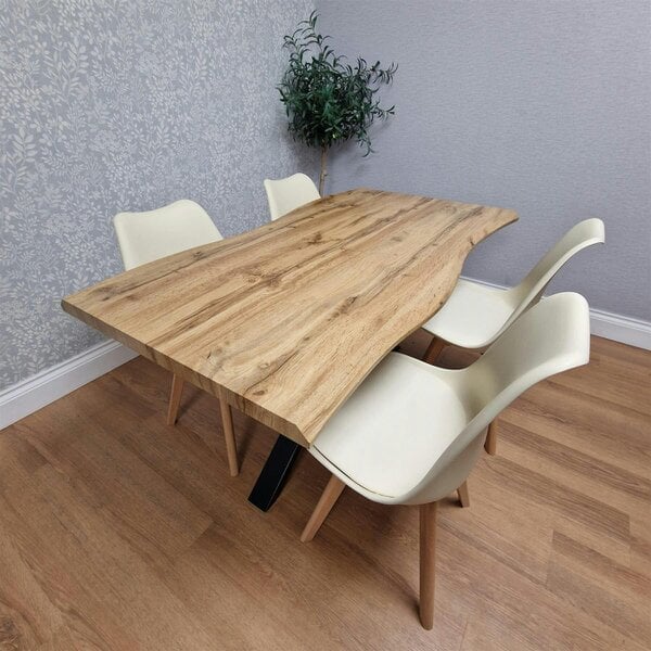 Kosy Koala Modern Dining Set with 4 Cream Plastic Chairs with Faux Leather Seats Kitchen Dining Furniture