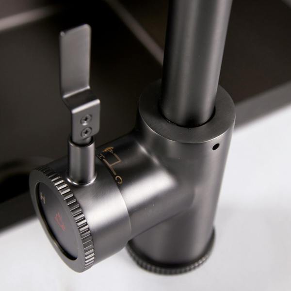 Flode kraft Solo | Industrial Style Single Lever 3 in 1 Instant Boiling Tap | Gun Metal Finish
