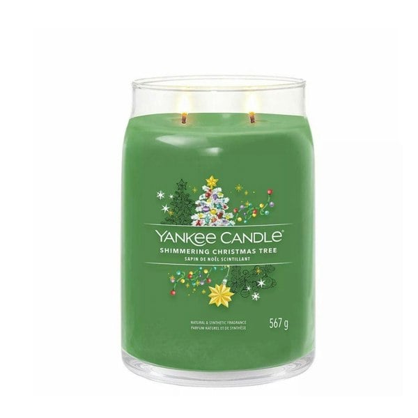 Yankee Candle Signature Shimmering Christmas Tree Large Jar Green 567g