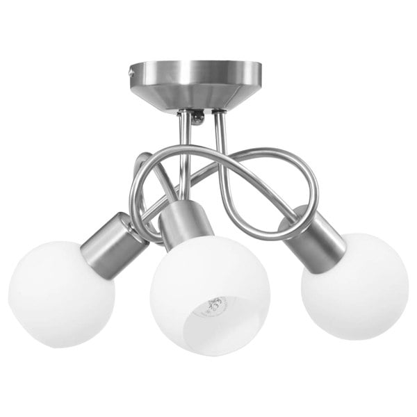 Berkfield Ceiling Lamp with Ceramic Shades for 3 E14 Bulbs White Bowl