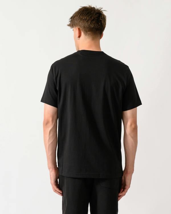 back shot of a model wearing a Belstaff Mens Icon Logo T-Shirt in Black