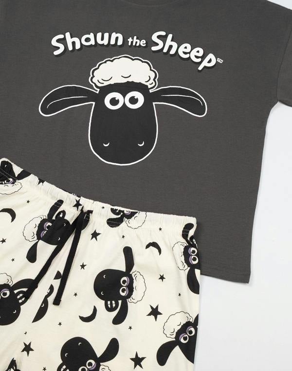 Shaun The Sheep Womens Grey Character Short Sleeve Long Leg Pyjama Set