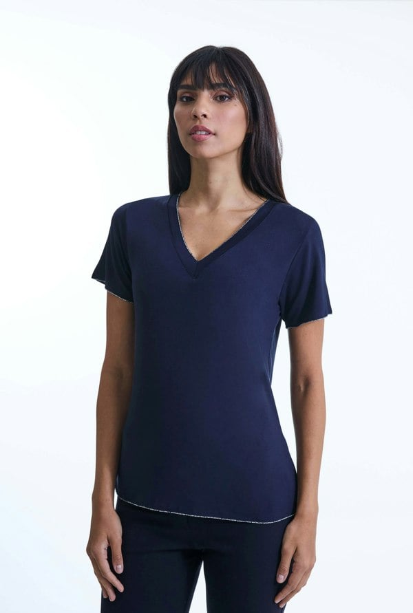 James Lakeland V-neck Navy T-shirt