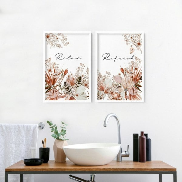 Bathroom wall pictures | Set of 2 framed wall art