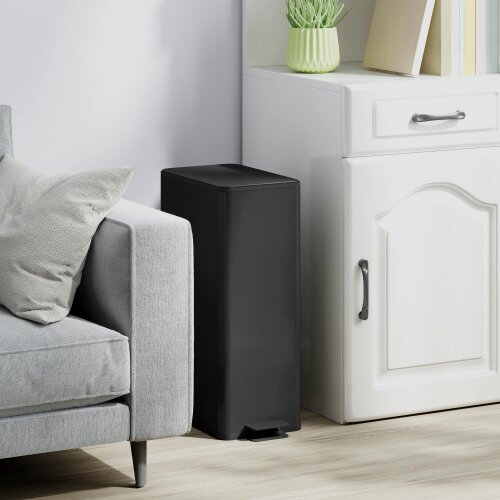 HOMCOM 20L Kitchen Pedal Bin, Slim Rubbish Bin with Soft-Close Lid