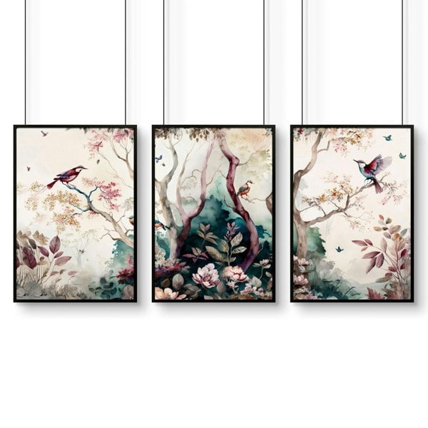 3 set of wall art | chinoiserie prints for living rooms