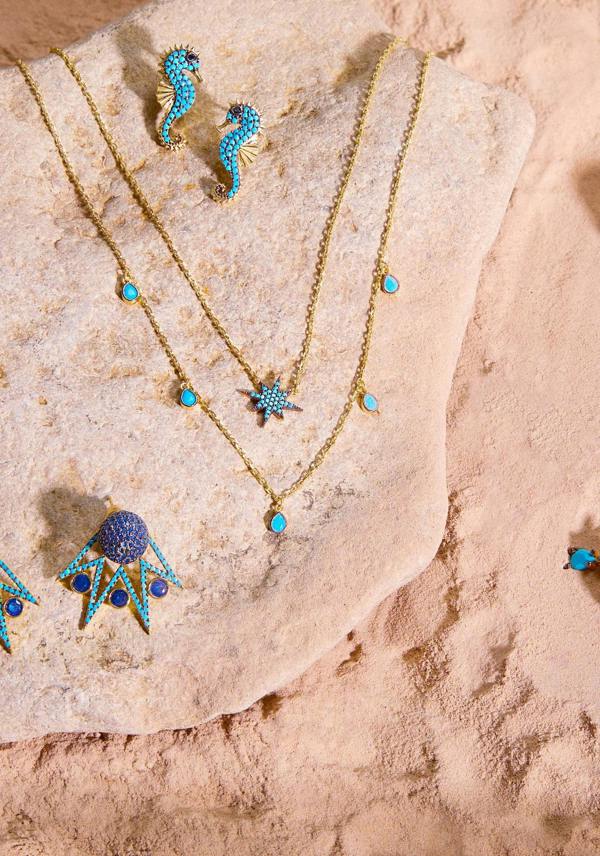 Latelita Seahorse Turquoise Earrings Gold
