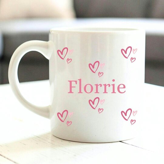 Aye Do Gifts Personalised Pink Name Hearts Mug, Candle & Socks Gift Hamper | Birthday Gift