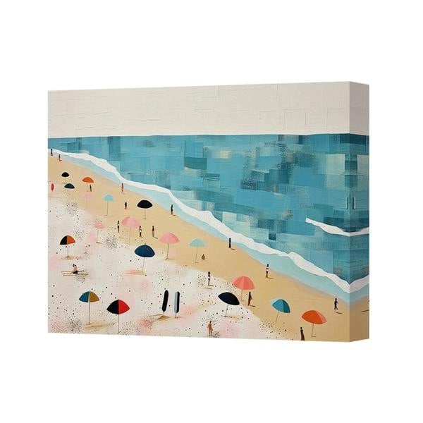 Benjamin Tate Design Beach Scene Canvas Art Print With Umbrellas And Ocean Waves