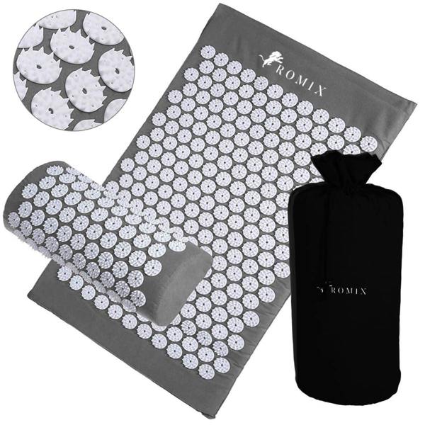 ROMIX Acupressure Mat and Pillow Set with Carry Bag, Spike Massage Mat for Back, Neck and Feet Relaxation