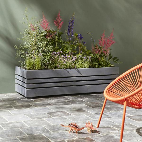 Cerland Geteborg Garden Wooden Planter 120cm x 40cm 54L Modern Grey Trough