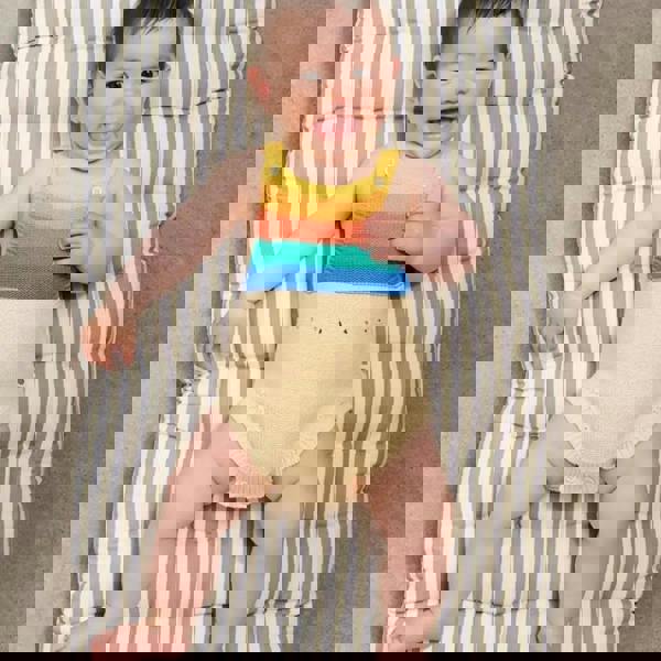 The Bonnie Mob Bubble - Rainbow Stripe Knit Romper