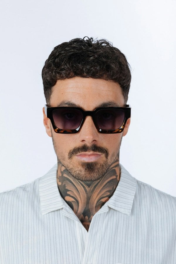 SVNX Square Retro Black Leopard Sunglasses