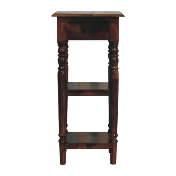 Artisan Furniture Solid Wood Tall Turned Leg Side Table, Brown, 1 Drawer