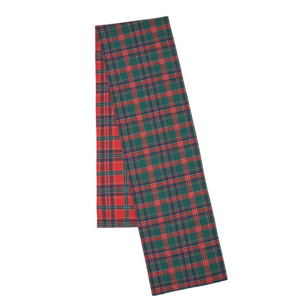 Catherine Lansfield Christmas Tartan Check Cotton Reversible Dining Table Runner Red / Green