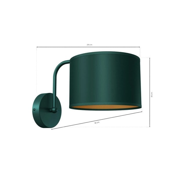 Milagro Verde Hand Made Scandi Style Wall Lamp In A Rich Green Finish With Gold Accents Holds 1xE27 LED Bulb