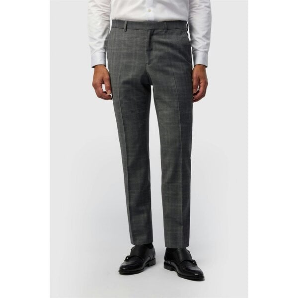 Ted Baker Slim Fit Grey Hopsack Check Trousers
