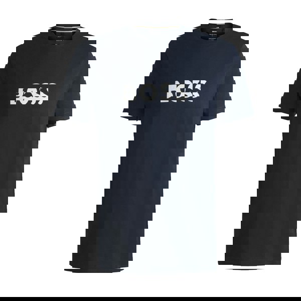 BOSS Contrast Logo RN T-Shirt Navy